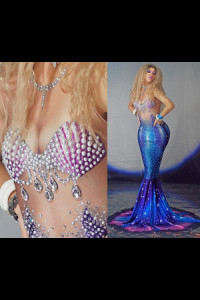 SW006 Blue Mermaid Tail Dress